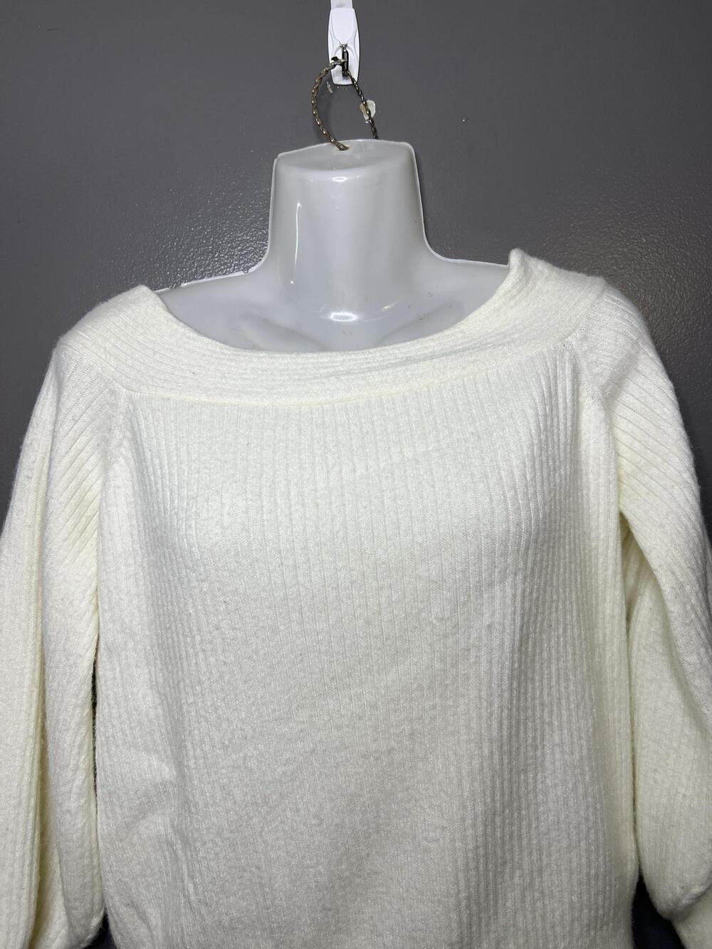 Moth Anthropologie Sweater Womens Small White Boat Neck Balloon Sleeve Knit
